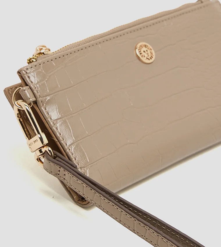 ANNE KLEIN  Anne Klein Croc Textured Zippered Bi-fold Wallet for Women | Best Price UAE